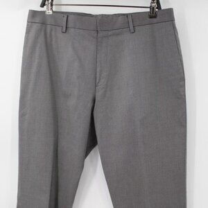 Banana republic dress pants men's 34 standard‎ fit flat front gray cotton blend